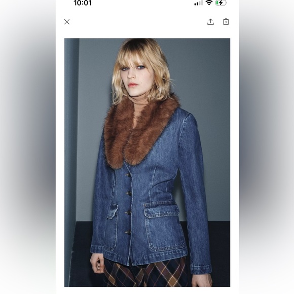 Denim Jacket with Faux Fur Collar - Picture 5 of 7